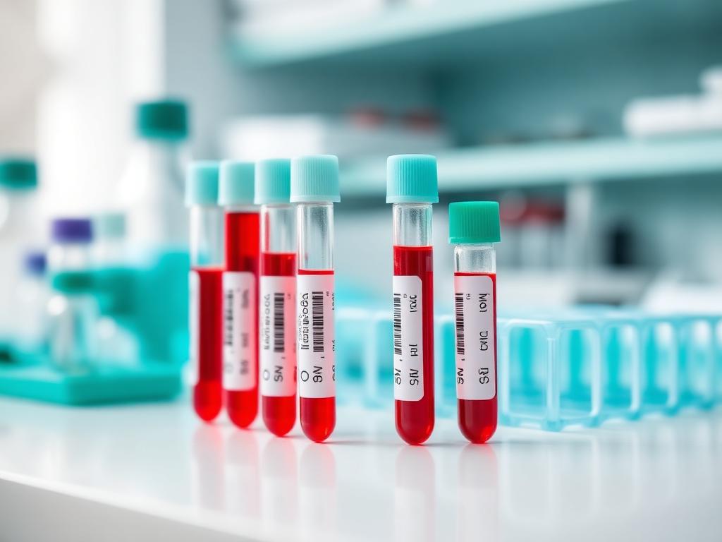 Barcoded blood sample tubes in the SureTest laboratory